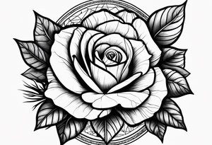wilderness with roses as sun tattoo idea