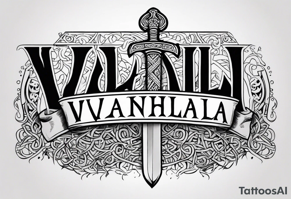 Valhalla sword viking funeral tattoo idea