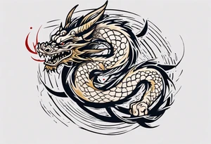 Powerful tattoo writing Jiu-Jitsu with Strong shadows and lines and dragon around for arm tattoo tattoo idea