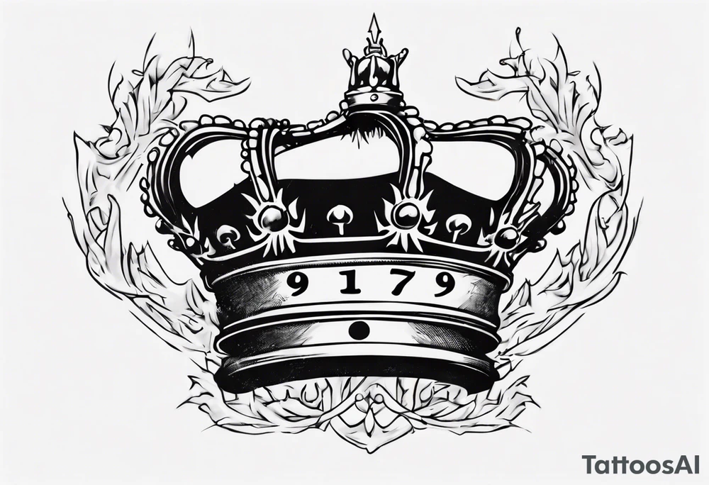 1997 with crown on top of one of the numbers. The crown should be touching one of the numbers tattoo idea