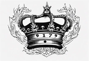 1997 with crown on top of one of the numbers. The crown should be touching one of the numbers tattoo idea