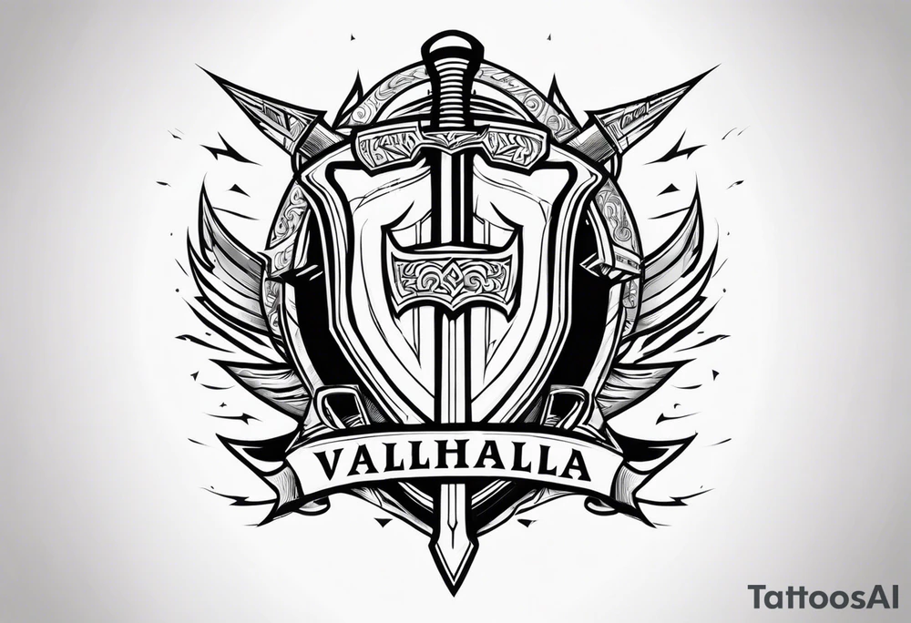 Valhalla sword shield lightning tattoo idea