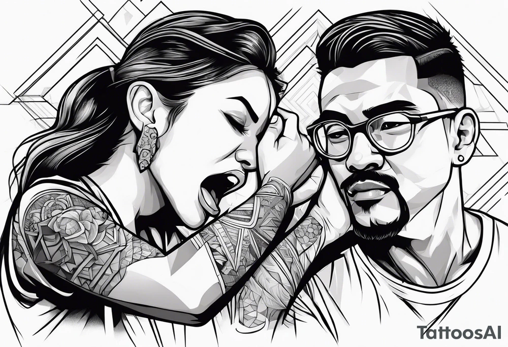 parents fighting, kid in conner covering ear tattoo idea