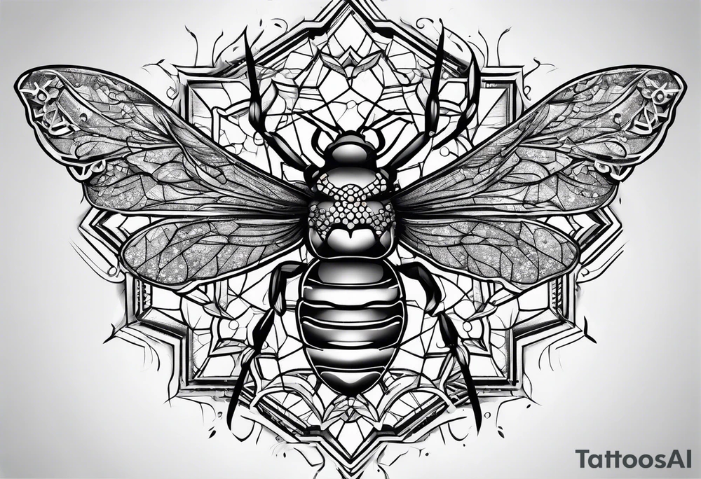 Even honeycomb pattern containing snowflakes tattoo idea