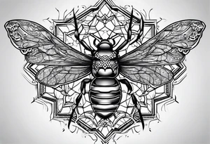 Even honeycomb pattern containing snowflakes tattoo idea