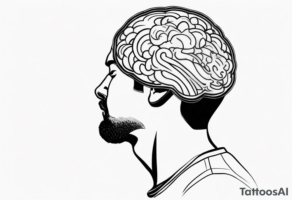 A man struggling to carry a brain tattoo idea