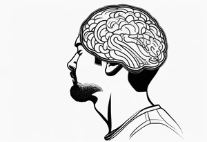 A man struggling to carry a brain tattoo idea