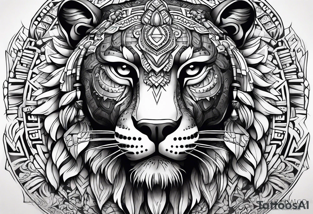 aztec jaguar stone tattoo idea