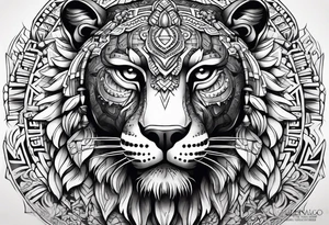 aztec jaguar stone tattoo idea