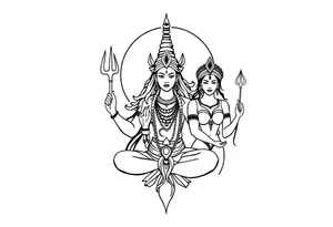 Lord Shiva, Godess Kali, Godess Lilith Together with the moon in the background tattoo idea