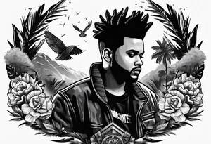 The weeknd with fortnite themed style tattoo idea