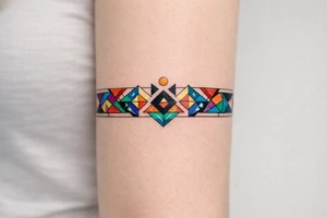 armband, abstract, geometric, full of color tattoo idea