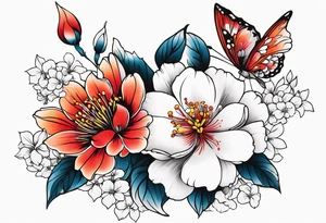 Summer flowers and symbolism for a Quarter sleeve tattoo tattoo idea