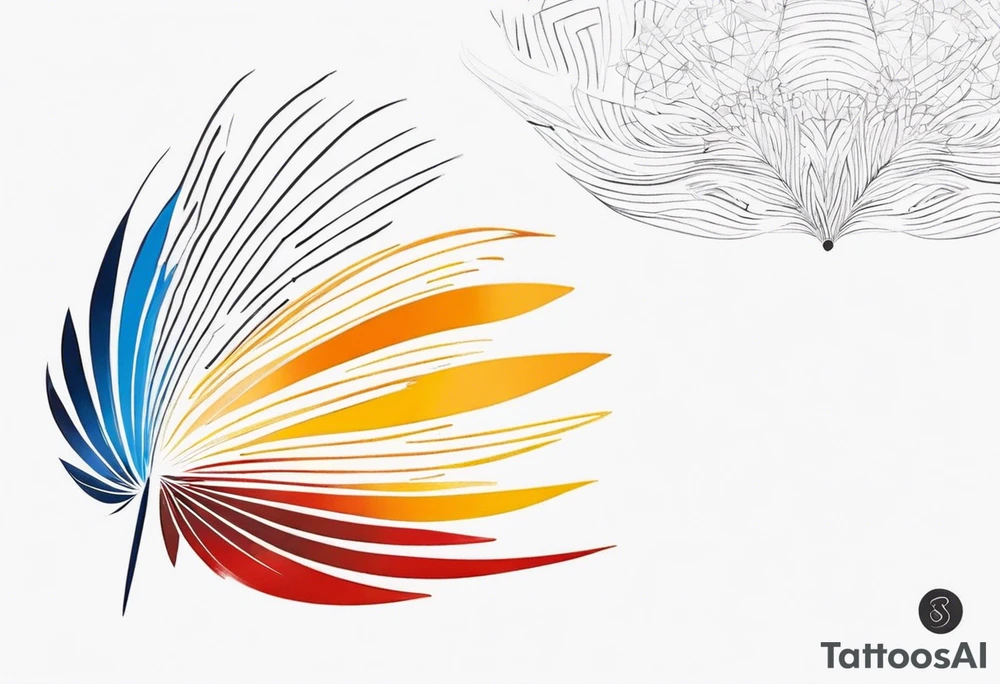sunburst with yellow, orange, red, and blue colors tattoo idea