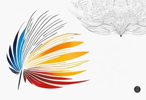 sunburst with yellow, orange, red, and blue colors tattoo idea