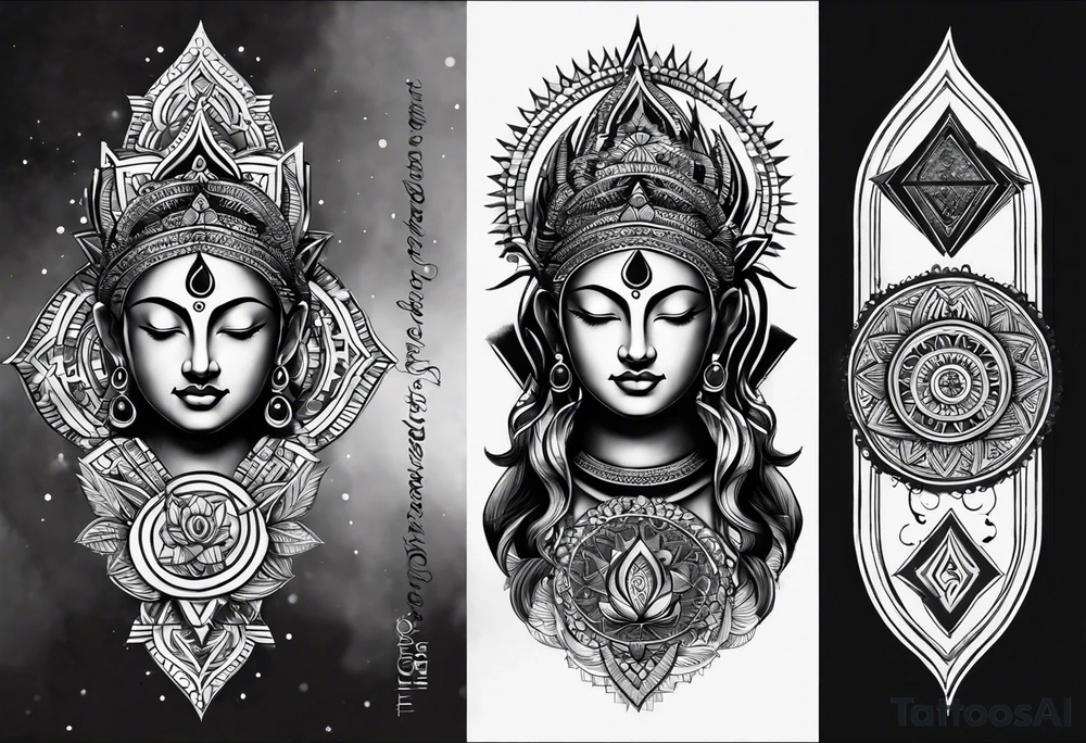 I need a 'om' tattoo on my forearm with black and grey design and less ink with solid lines only. It needs to have three triangles which represent past, present and future. The tattoo should contain stylish modern custom design. tattoo idea