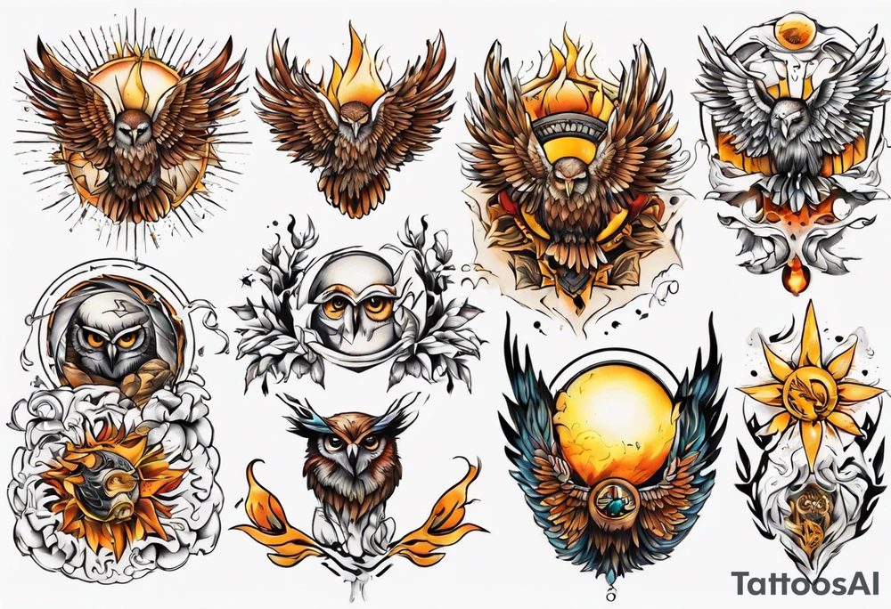 Sonne Eule tattoo idea