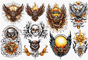 Sonne Eule tattoo idea