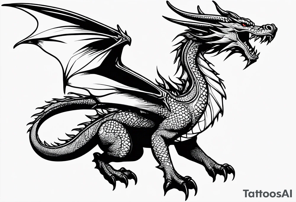 Dragon out of single line tattoo idea
