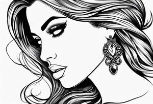 simple american traditional side profile pretty woman tattoo idea