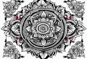 Mandala tattoo that incorporates music tattoo idea