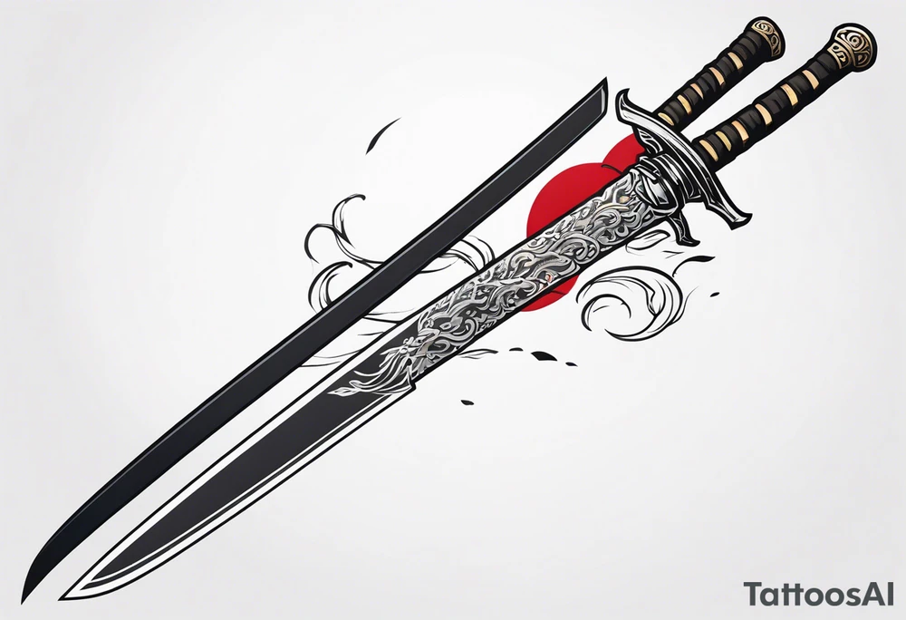 Katana sword with a dragon tattoo idea