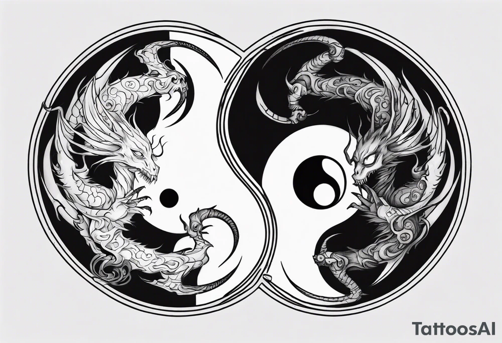 yin and yang but they are daemons tattoo idea