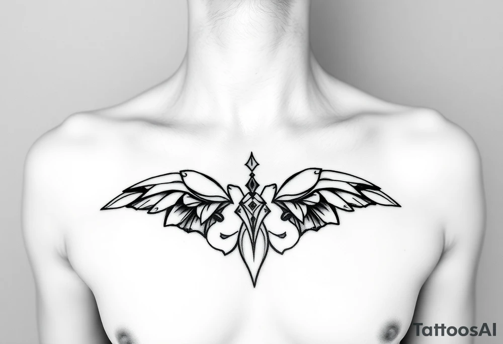 Cute  between breasts
 tattoo small/medium size for women tattoo idea