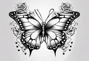 Butterfly with hearts, Layla Jones and 4ever and always designed in the wings tattoo idea