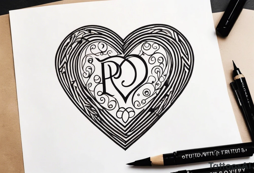 Heart made with letters p, s, and o tattoo idea