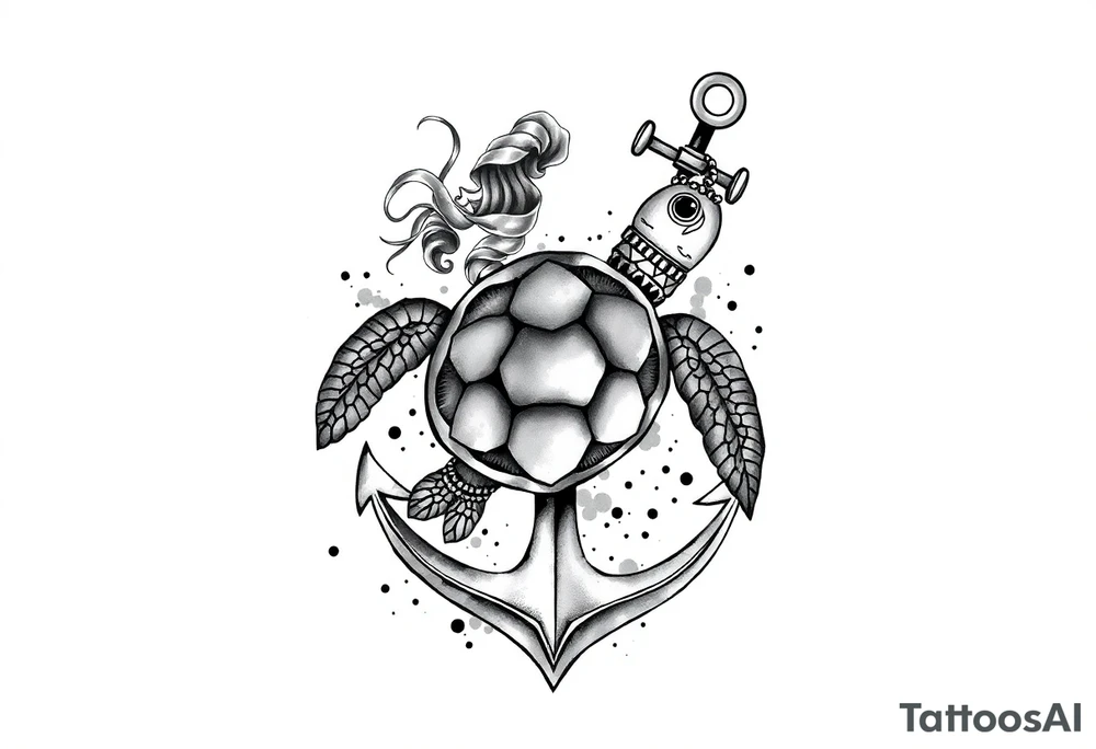 God Neptune, turtle, anchor tattoo idea