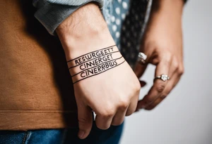 tattoo on a wrist saying "resurget cineribus". no other design except for the words tattoo idea