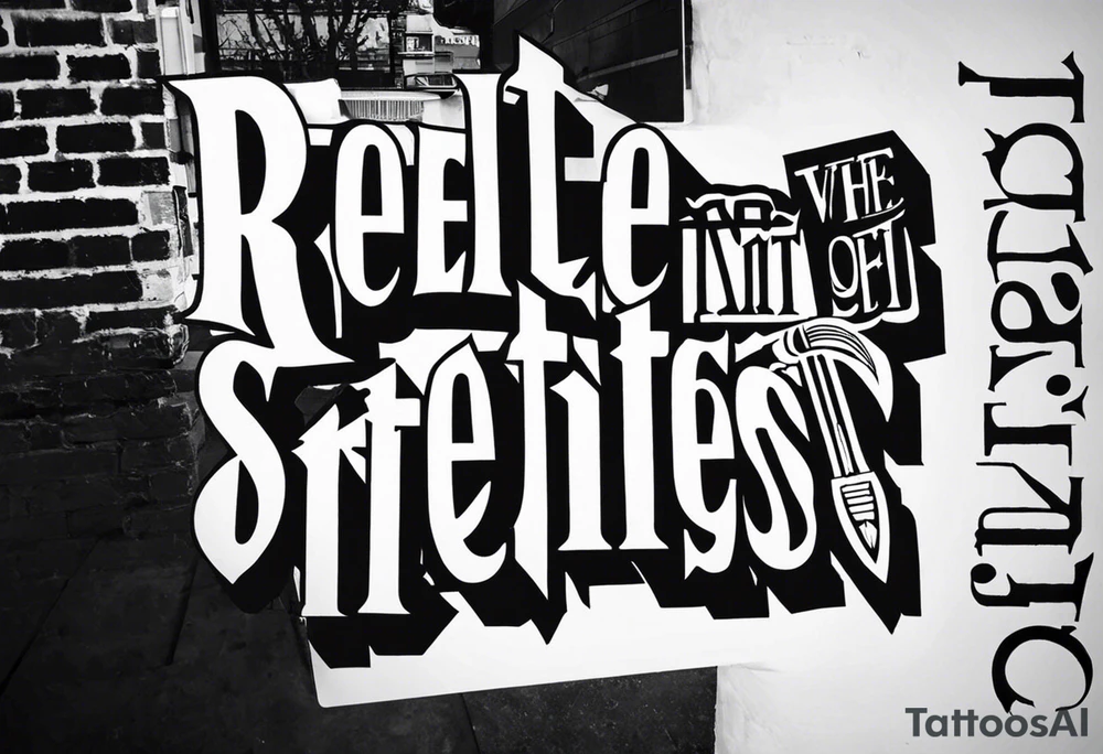 Would like the tattoo to include only the word "relentless" however I would like the T to be a cross. tattoo idea