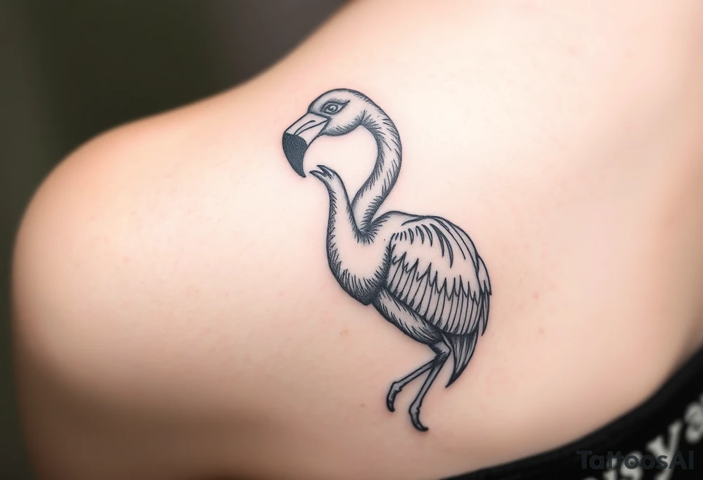 sloth hanging off of a flamingo's neck tattoo idea
