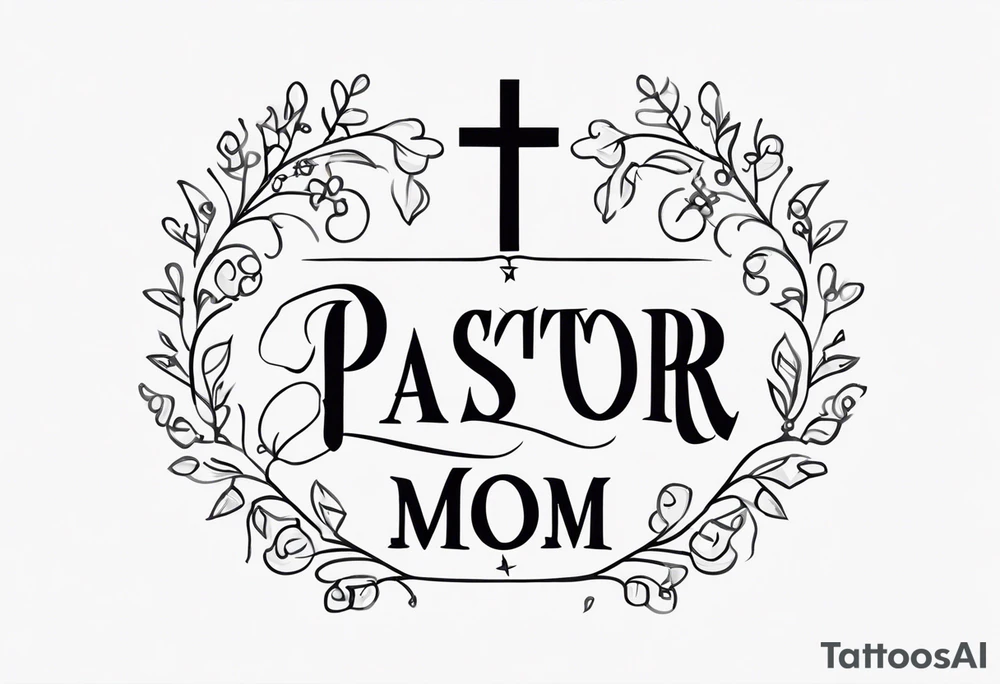 the words “Pastor Mom” in an image that reflects redemption and new life. tattoo idea