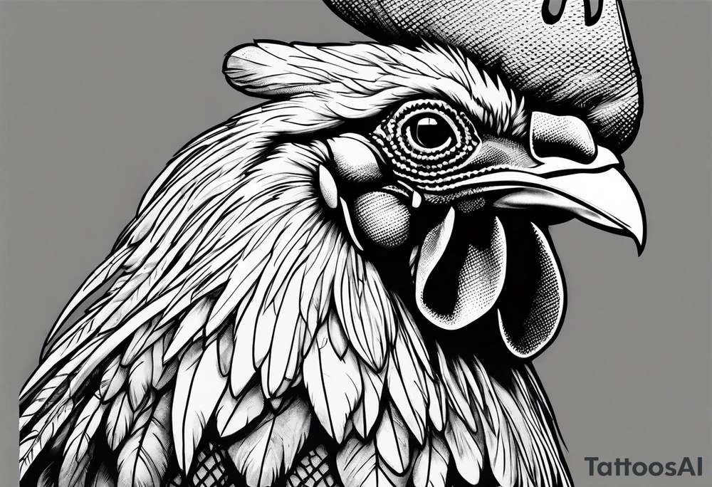 rooster holding machine gun tattoo idea