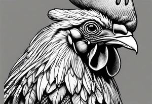rooster holding machine gun tattoo idea