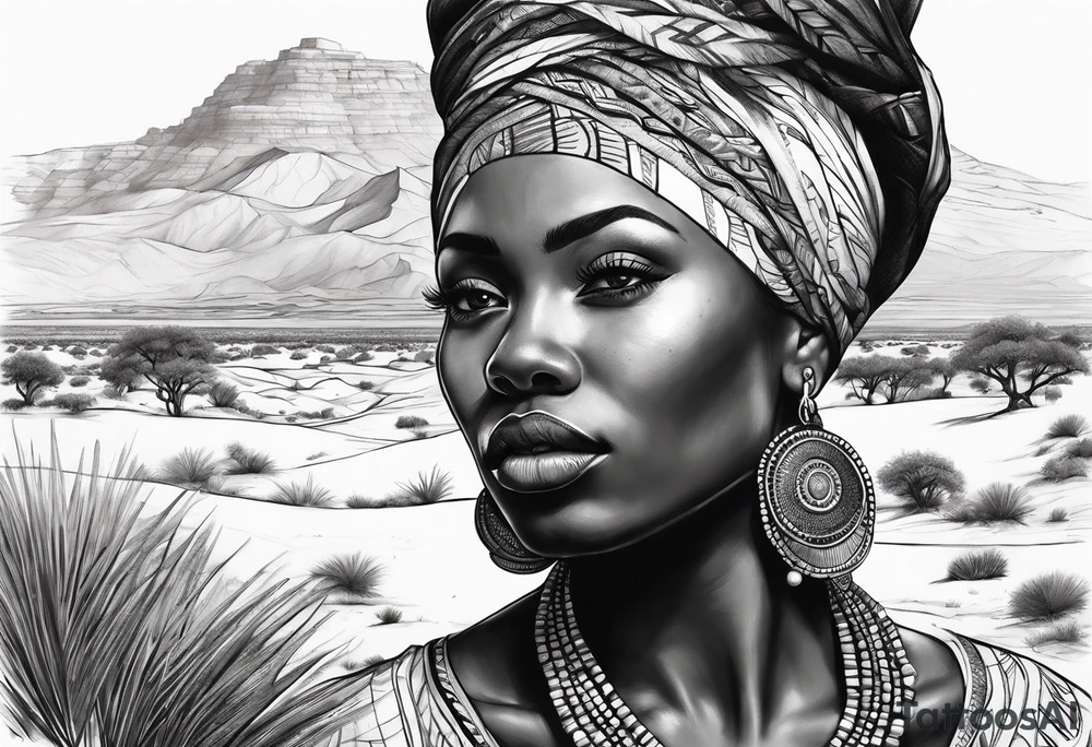 african, sahara, landscape tattoo idea