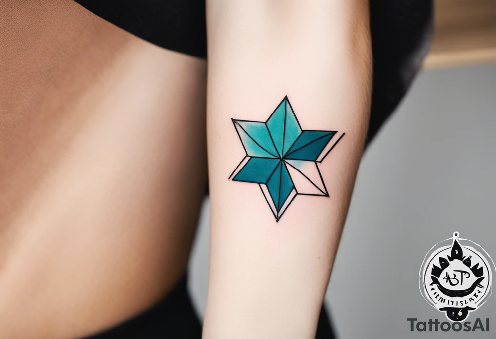 Erstelle ein Tatoo. Hundepfote. In der Hundepfote Symbol Autismus Puzzleteil und PTSD Schlaufe nur einmal. Ausserhalb der Pfote minimalistischer quatradischer  und abstrakter Style. Style des Tatoo minimalistisch, abstrakt, Dotwort, aquarell und fineline tattoo idea