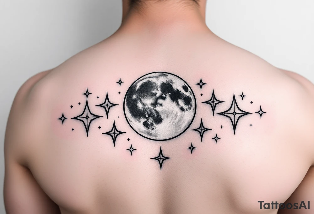 stars and moon tattoo idea