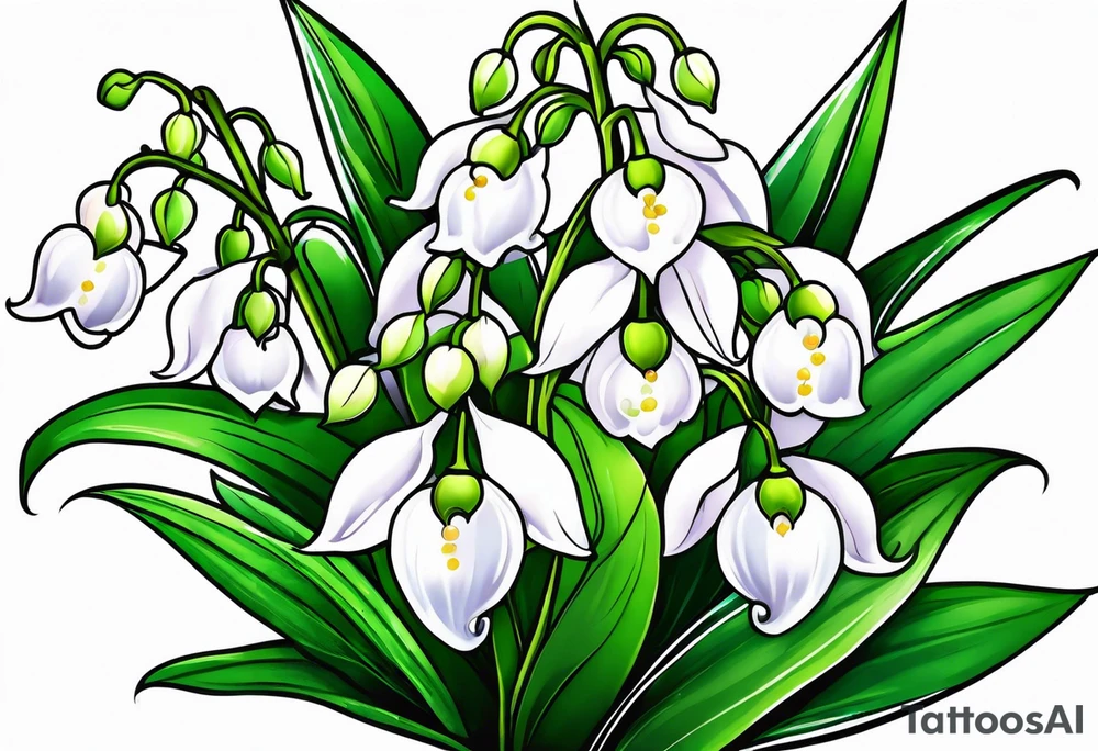 Neo traditional lily of the valley tattoo idea