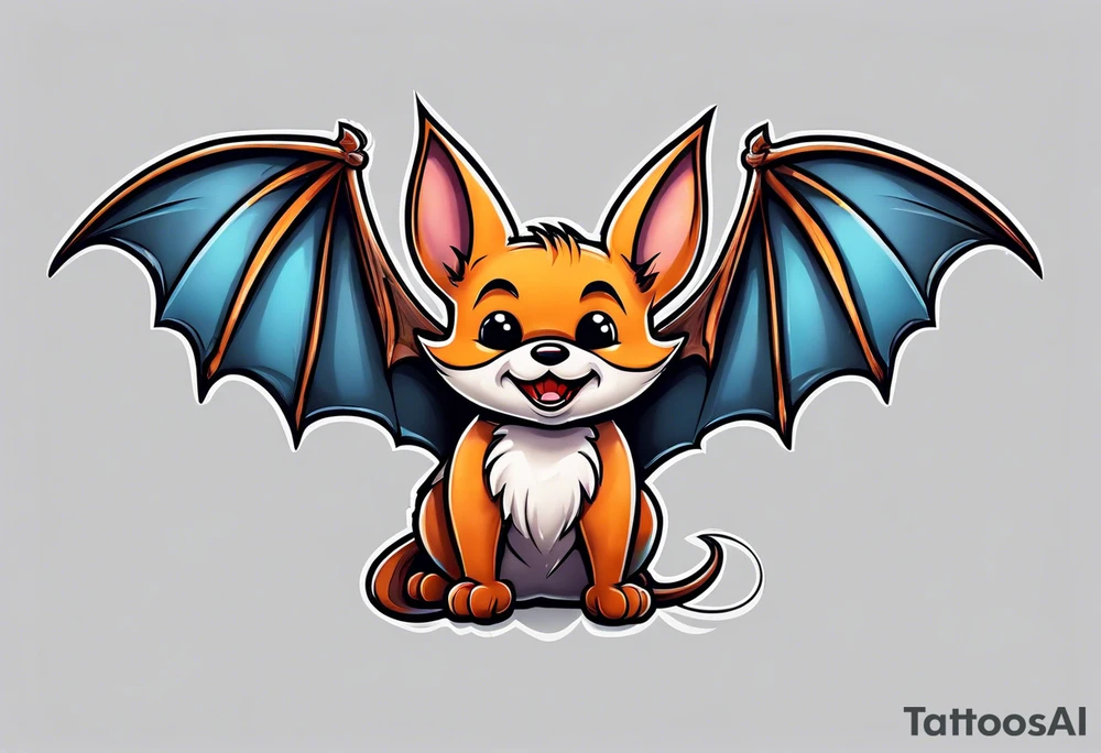 cartoon bat in style of disney, tattoo idea