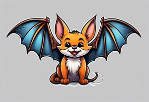cartoon bat in style of disney, tattoo idea