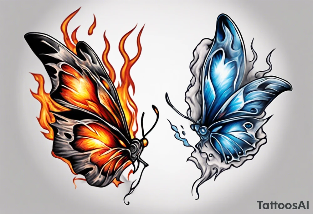 Butterfly in fire and ice tattoo idea