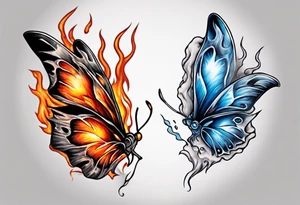 Butterfly in fire and ice tattoo idea