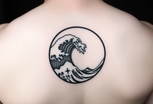 wave in circle tattoo idea