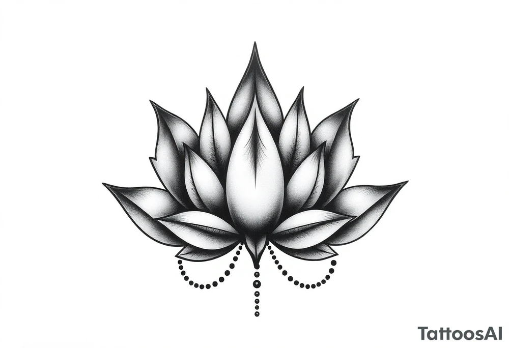 Lotus flower with dotwork chains tattoo idea