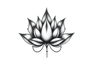 Lotus flower with dotwork chains tattoo idea