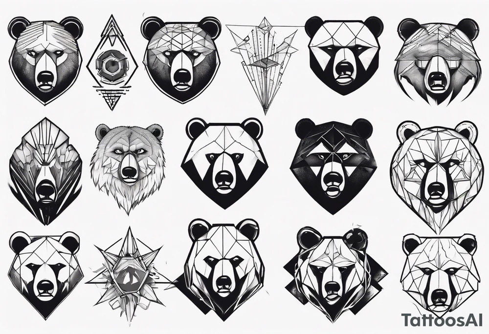 Serious bear coming up behind a city tattoo idea