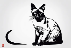 Create a delicate silhouette tattoo of a sitting Siamese cat, emphasizing its elegant posture and distinctive features tattoo idea